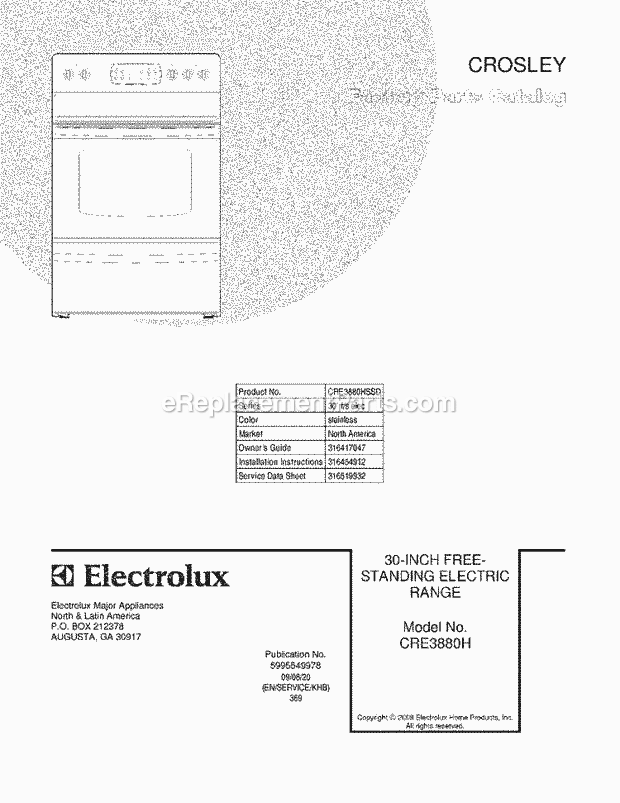 Frigidaire CRE3880HSSD Range Page E Diagram