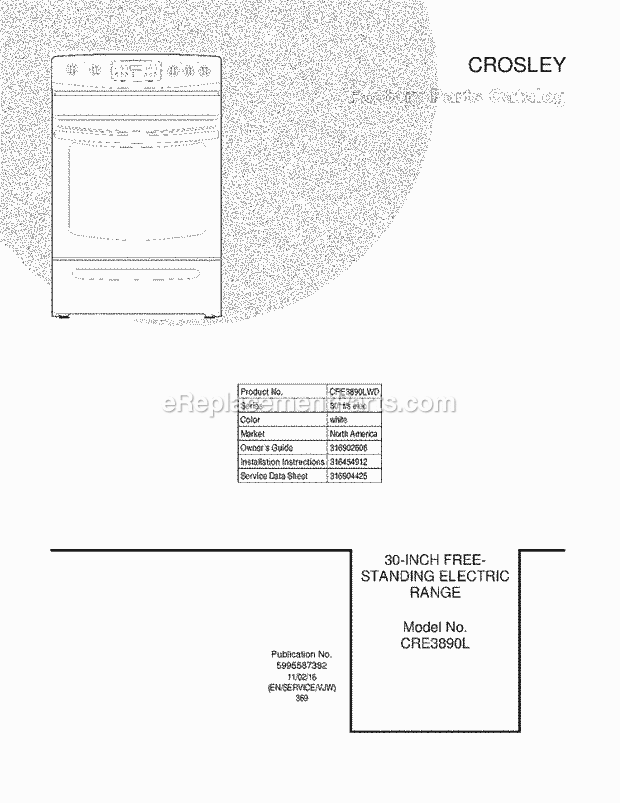 Frigidaire CRE3890LWD Range Page E Diagram