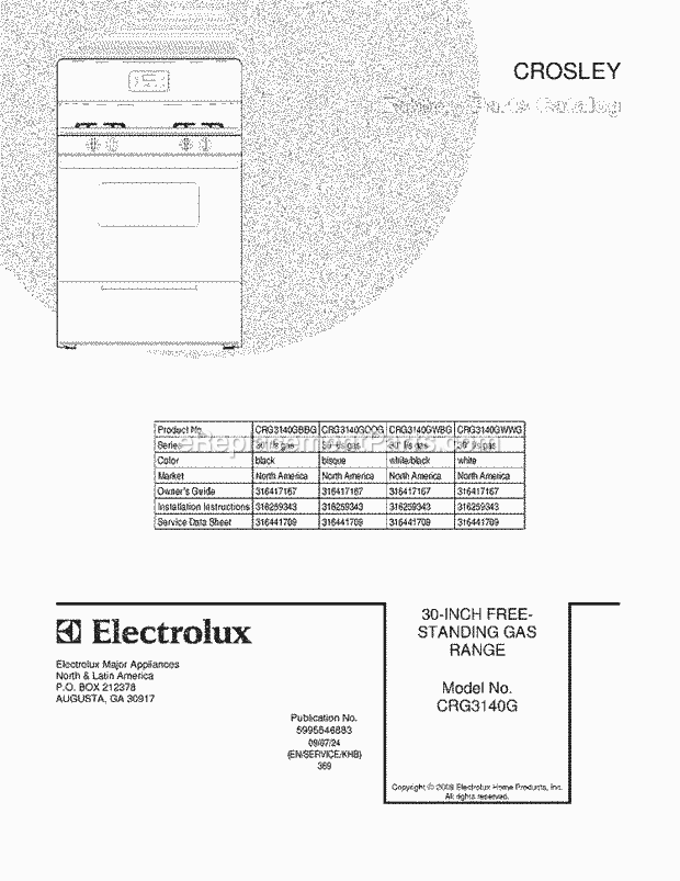 Frigidaire CRG3140GQQG Range Page F Diagram