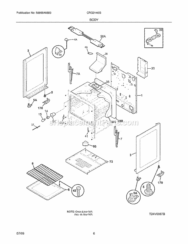 Frigidaire CRG3140GWWG Range Body Diagram