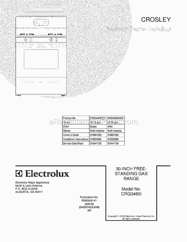 Frigidaire CRG3480IQQC Range Page F Diagram