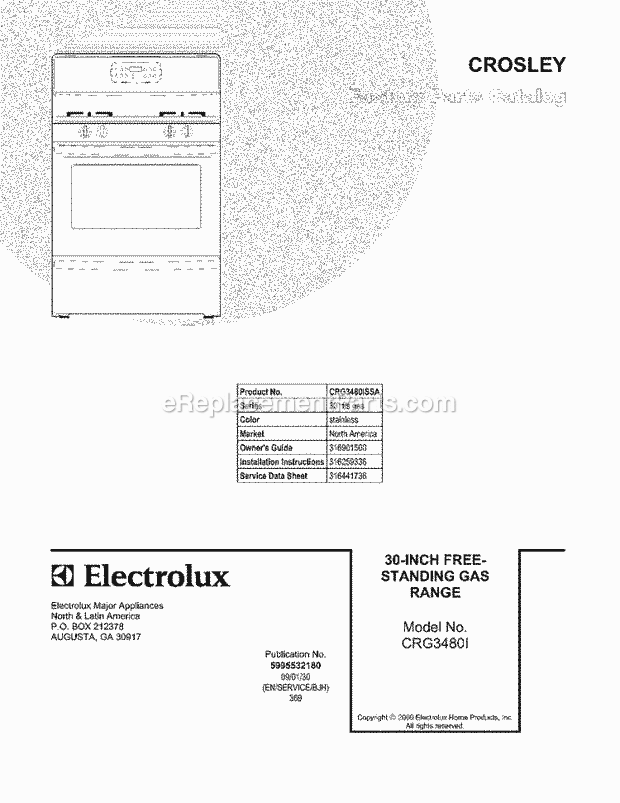 Frigidaire CRG3480ISSA Range Page F Diagram