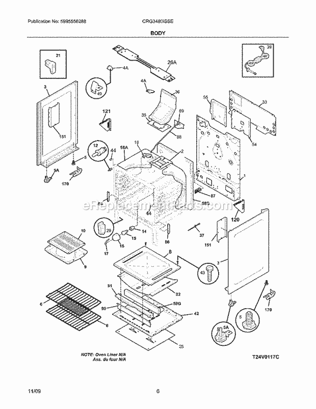 Frigidaire CRG3480ISSE Range Body Diagram