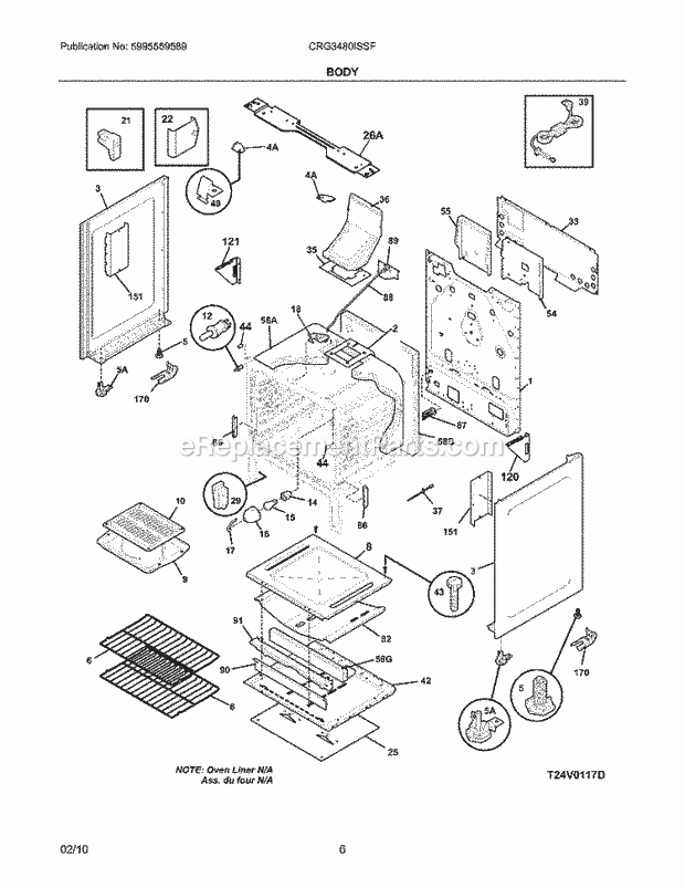 Frigidaire CRG3480ISSF Range Body Diagram