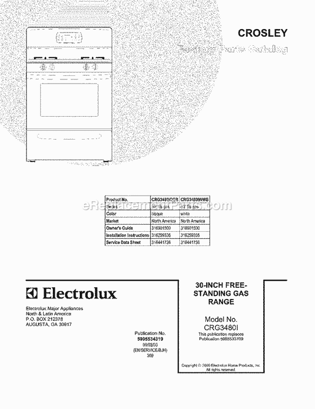 Frigidaire CRG3480IWWB Range Page F Diagram