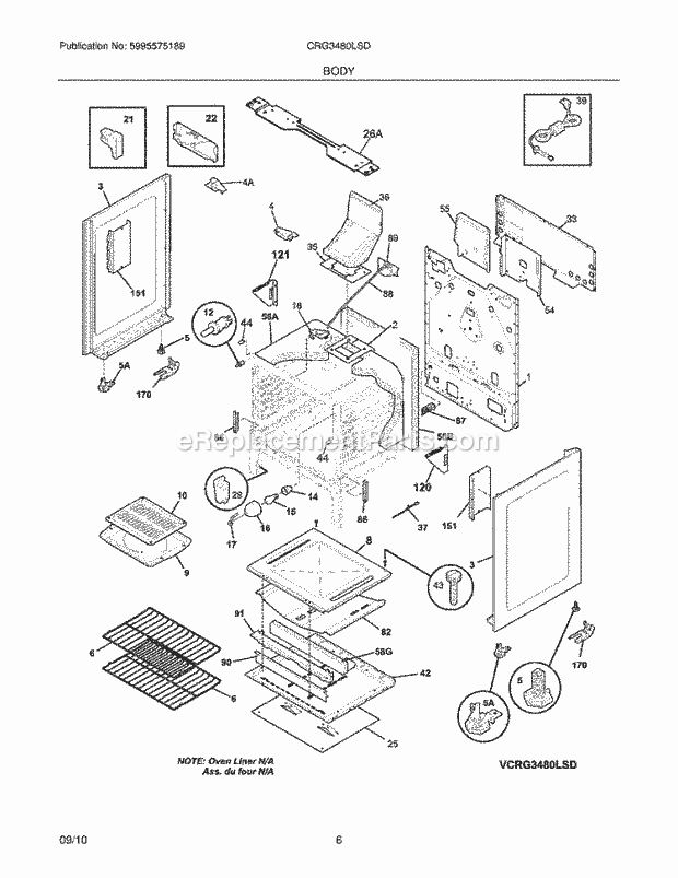 Frigidaire CRG3480LSD Range Body Diagram