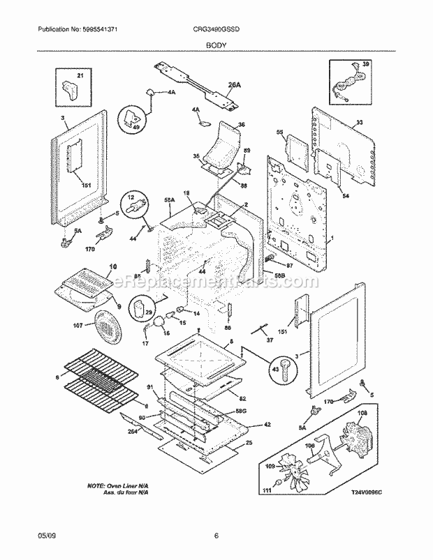 Frigidaire CRG3490GSSD Range Body Diagram