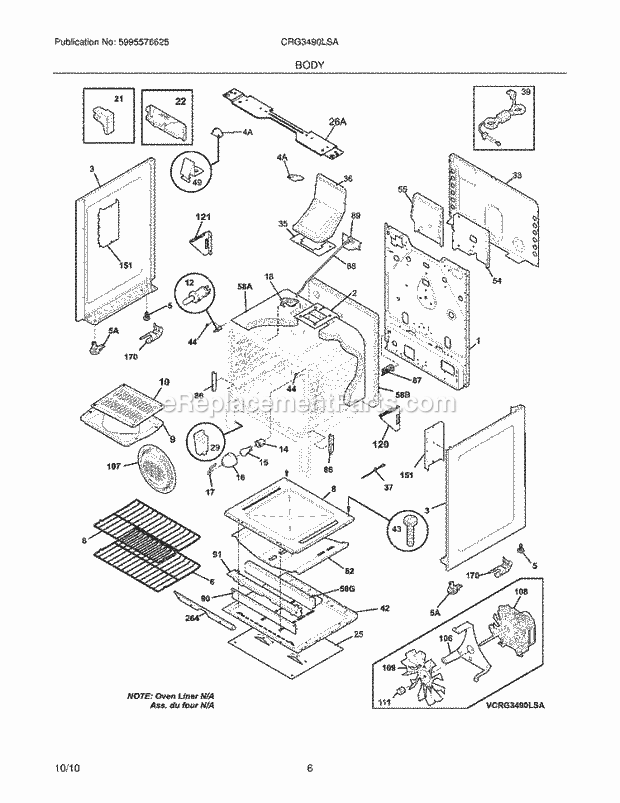 Frigidaire CRG3490LSA Range Body Diagram