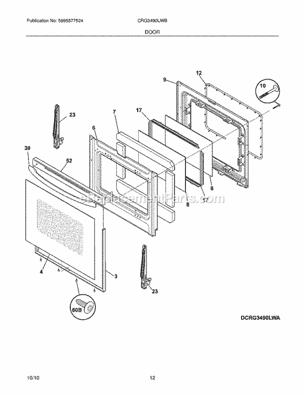 Frigidaire CRG3490LWB Range Door Diagram