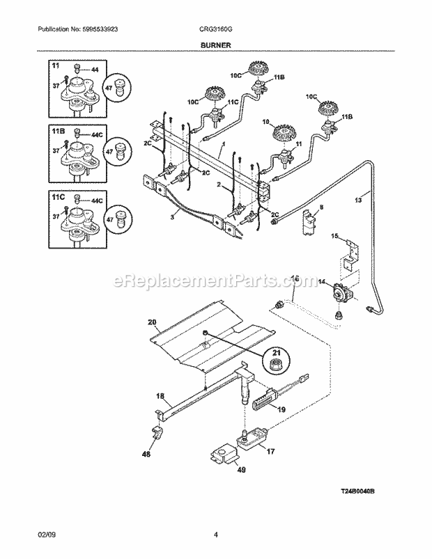 Frigidaire CRP3160GQQD Range Burner Diagram