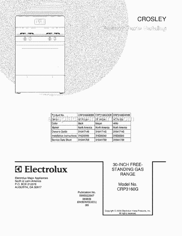 Frigidaire CRP3160GWWB Range Page F Diagram