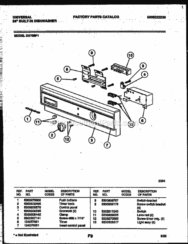 Frigidaire DB700PW1 Frg(V1) / 24 