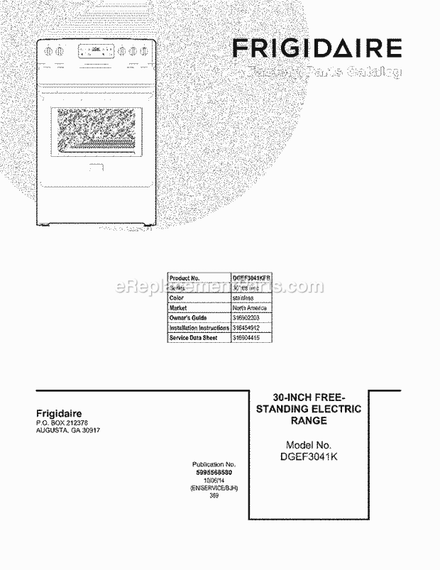 Frigidaire DGEF3041KFB Range Page C Diagram