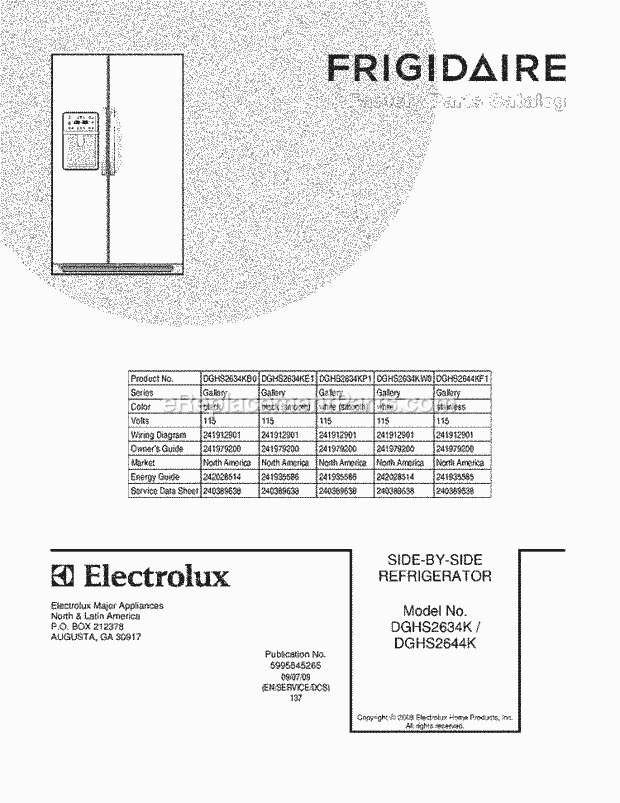 Frigidaire DGHS2634KE1 Refrigerator Page C Diagram