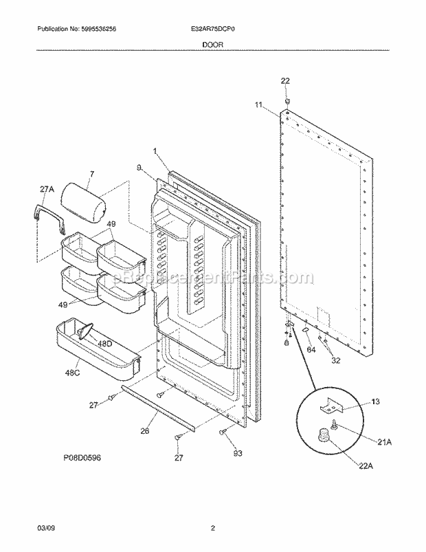 Frigidaire E32AR75DCP0 Refrigerator Door Diagram