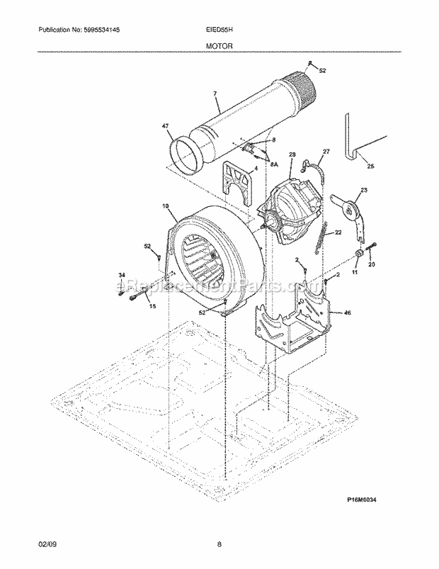 Frigidaire EIED55HIW0 Dryer Motor Diagram