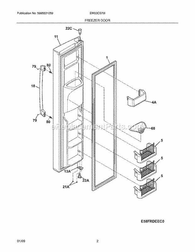 Frigidaire EW23CS70IS0 Refrigerator Freezer Door Diagram