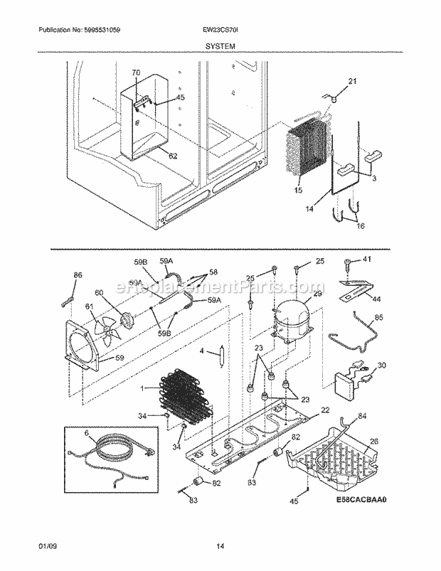 Frigidaire EW23CS70IS0 Refrigerator System Diagram