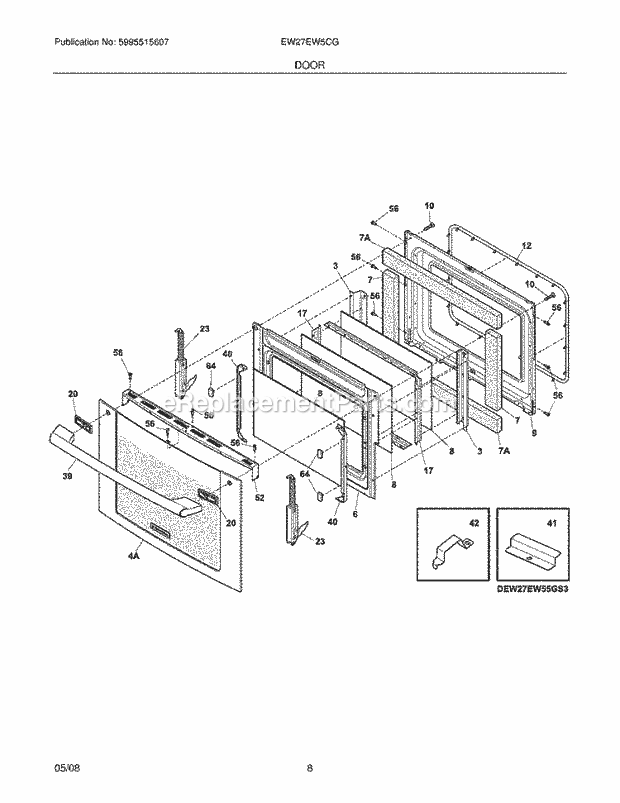 Frigidaire EW27EW5CGS3 Range Door Diagram