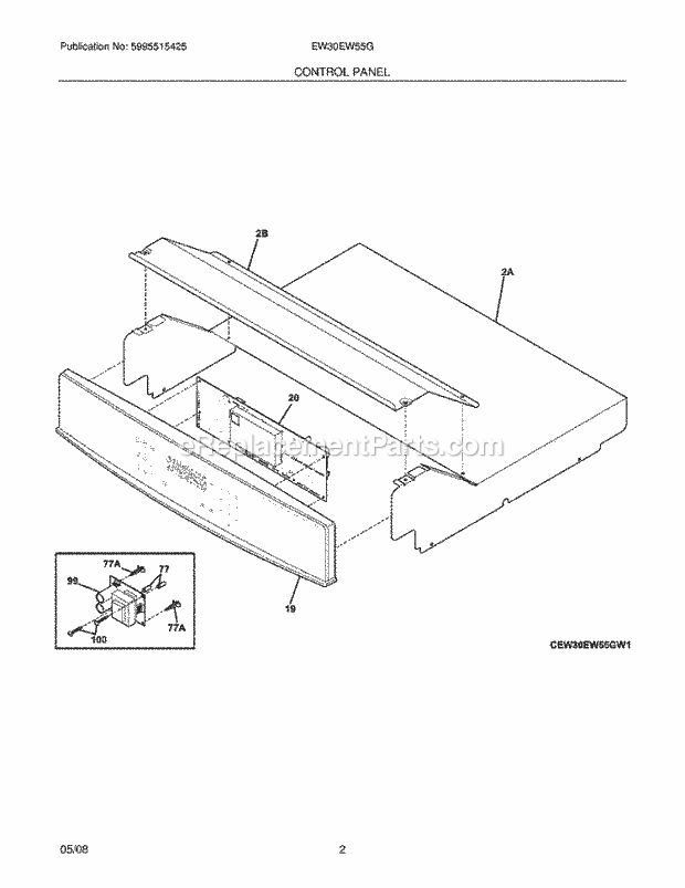 Frigidaire EW30EW55GW3 Range Control Panel Diagram