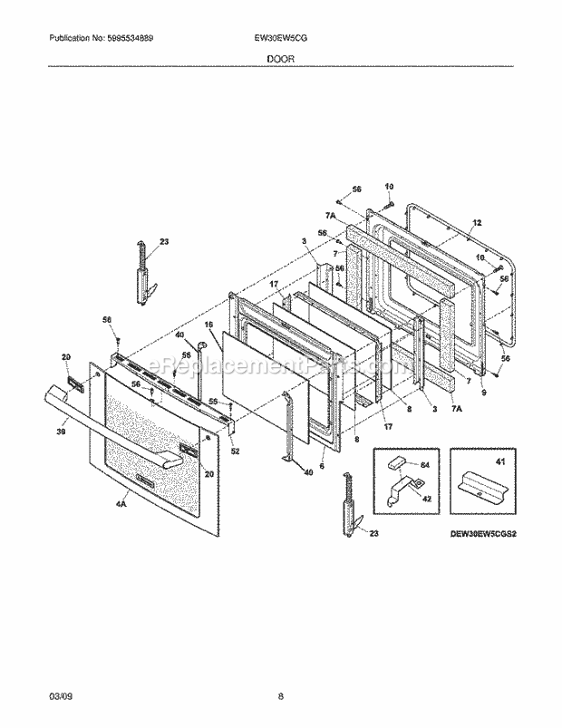 Frigidaire EW30EW5CGS4 Range Door Diagram