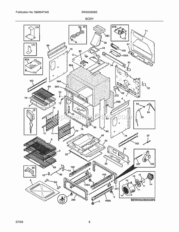 Frigidaire EW30GS65GB6 Range Body Diagram