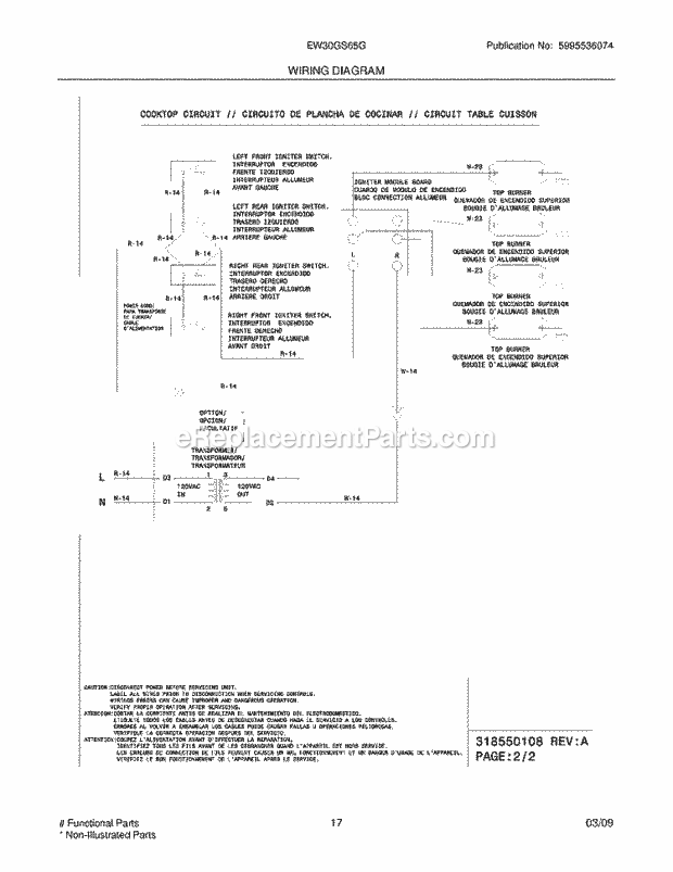 Frigidaire EW30GS65GW5 Range Page G Diagram