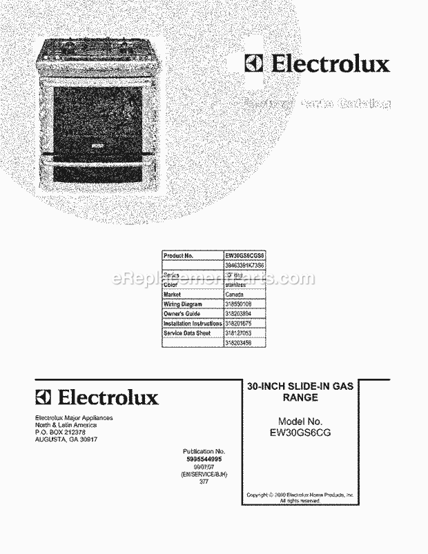 Frigidaire EW30GS6CGS6 Range Page F Diagram