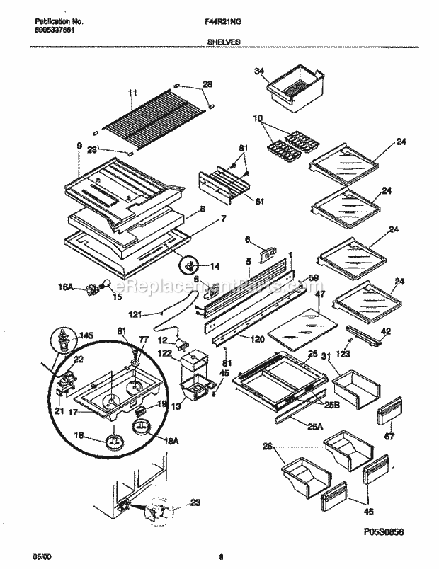 Frigidaire F44R21NGD1 Frg(V2) / Refrigerator Shelves Diagram