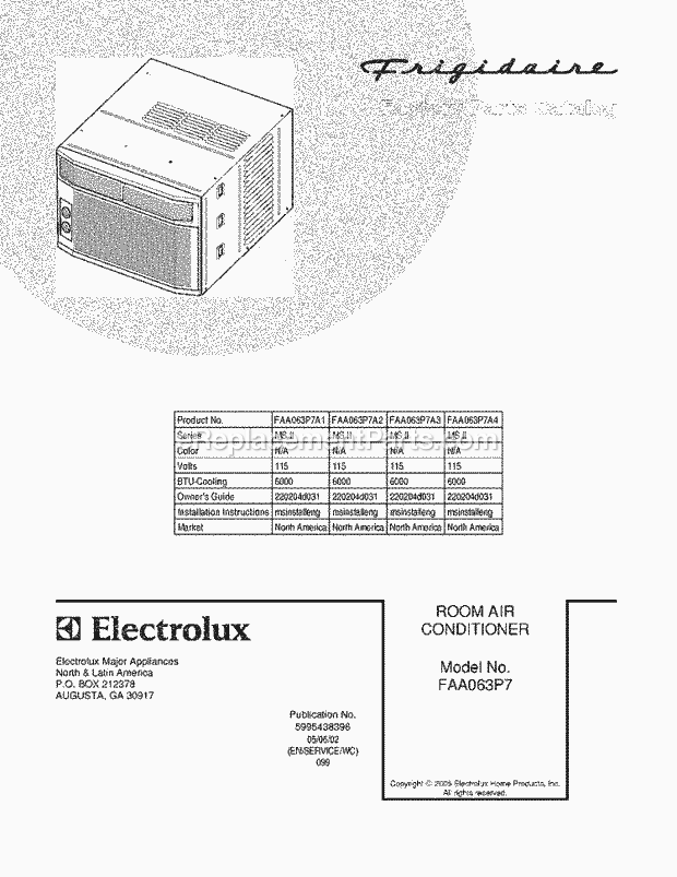 Frigidaire FAA063P7A1 Air Conditioner Page C Diagram