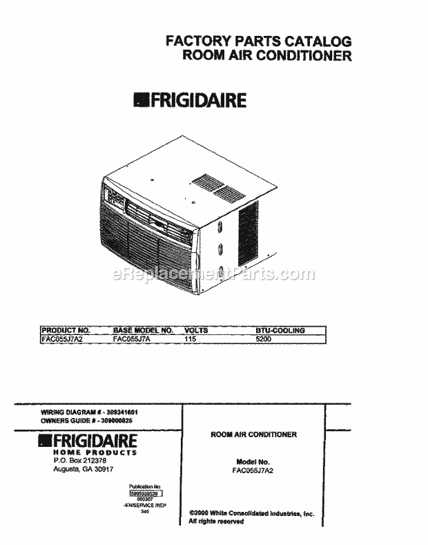 Frigidaire FAC055J7A2 Frg/Room Air Conditioner Page E Diagram