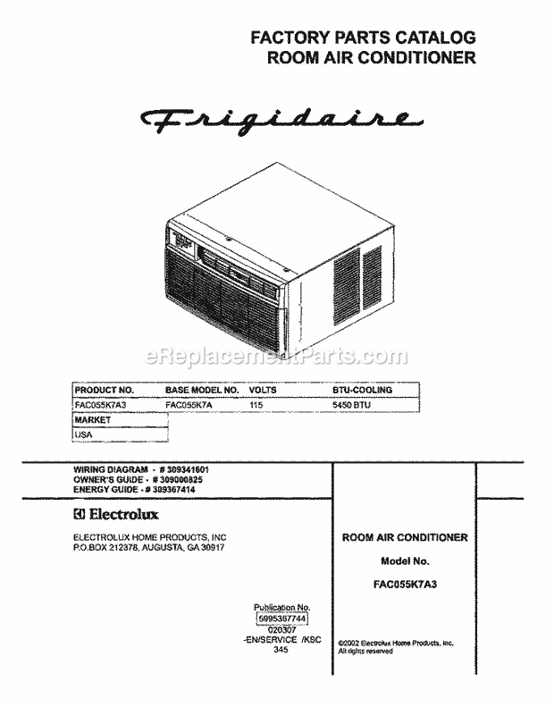 Frigidaire FAC055K7A3 A/C Page E Diagram