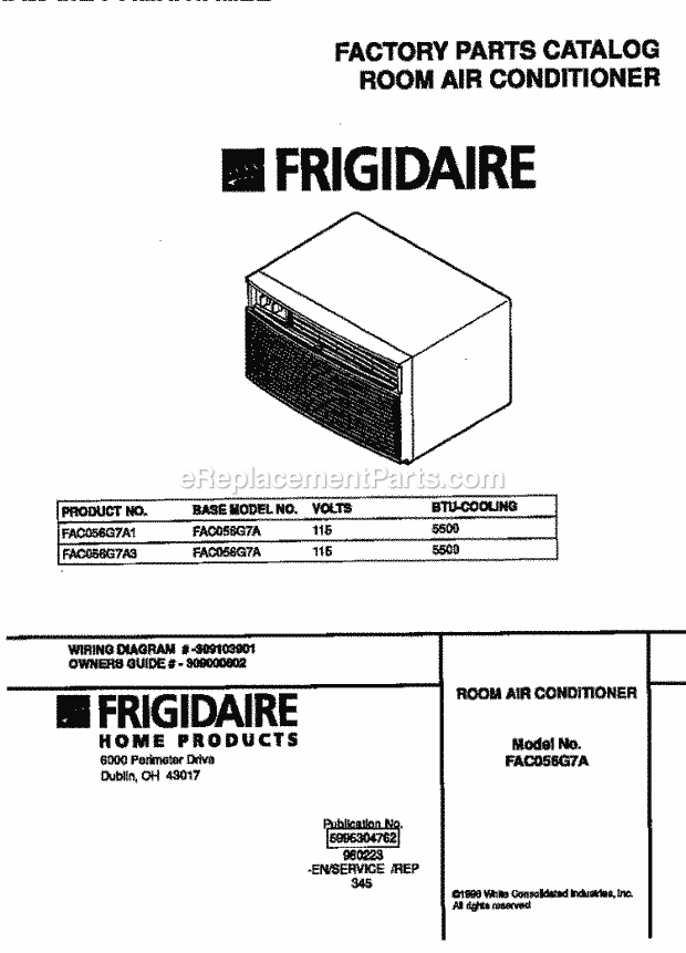 Frigidaire FAC056G7A1 Rac-Frigidaire Page E Diagram