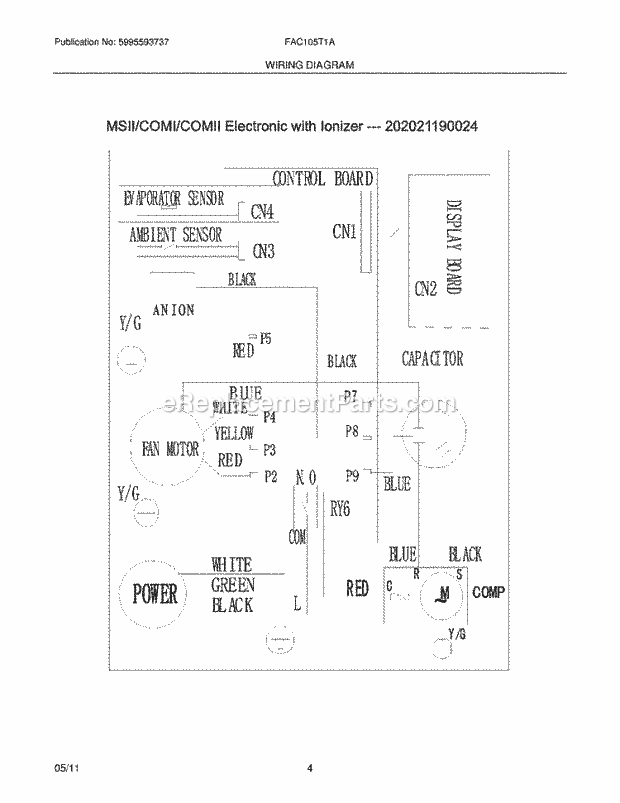 Frigidaire FAC105T1A11 Air Conditioner Page C Diagram