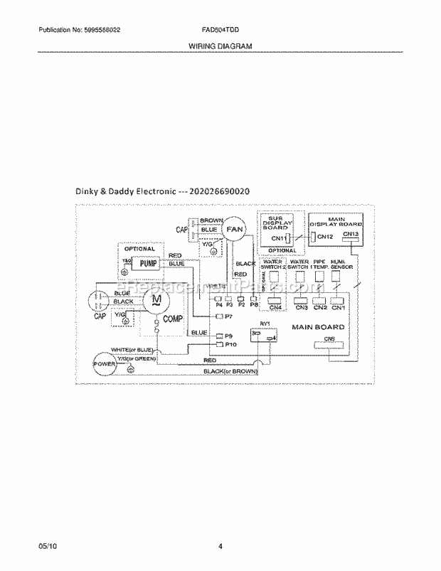 Frigidaire FAD504TDD1 Dehumidifier Page C Diagram