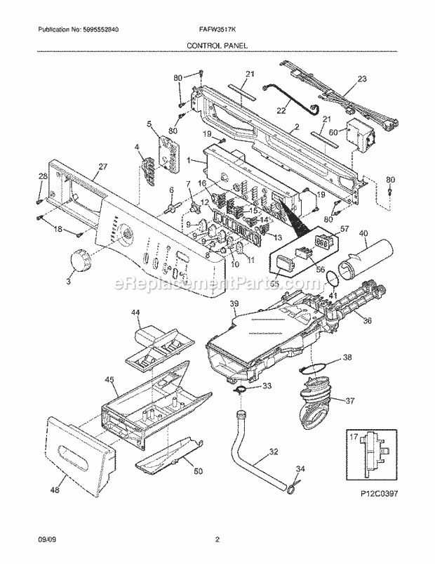 Frigidaire FAFW3517KW1 Washer Control Panel Diagram