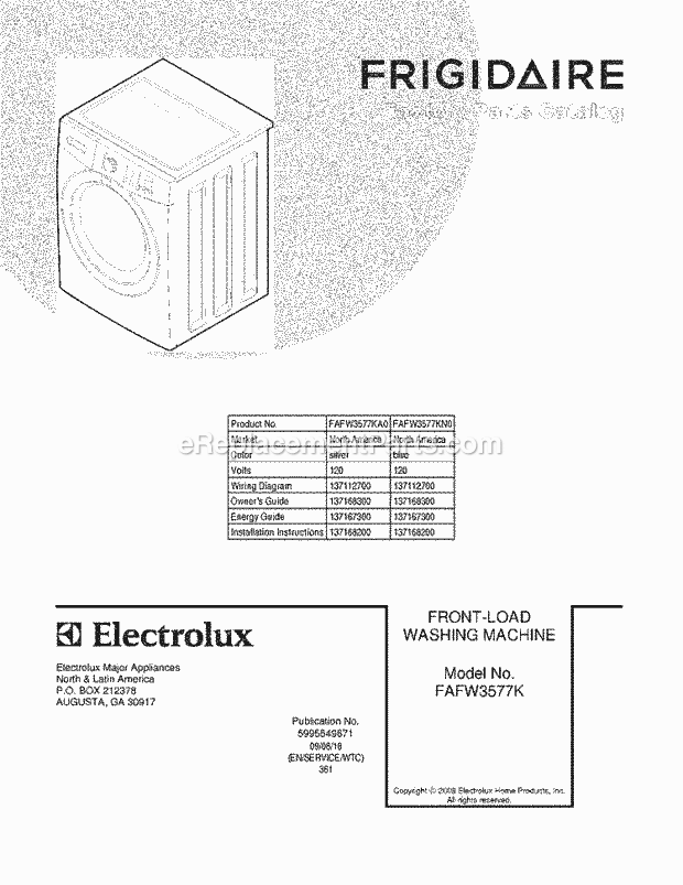 Frigidaire FAFW3577KA0 Washer Page C Diagram