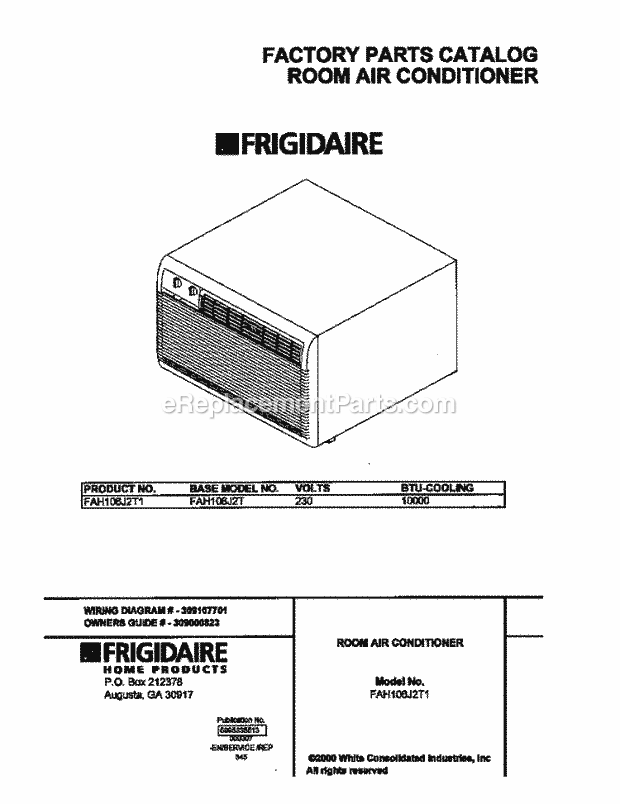 Frigidaire FAH106J2T1 Air Conditioner Page D Diagram