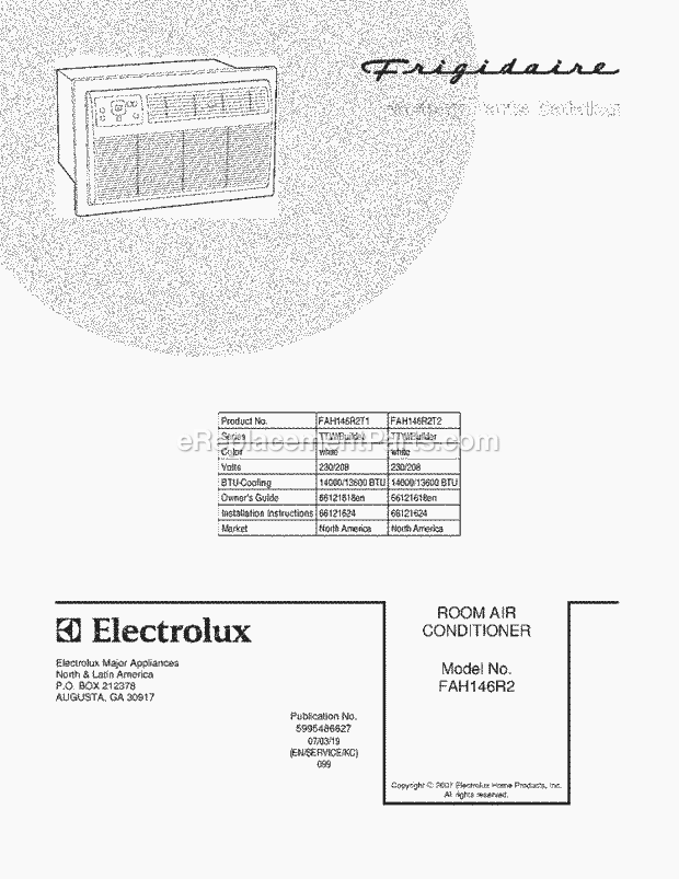 Frigidaire FAH146R2T2 A/C Page B Diagram