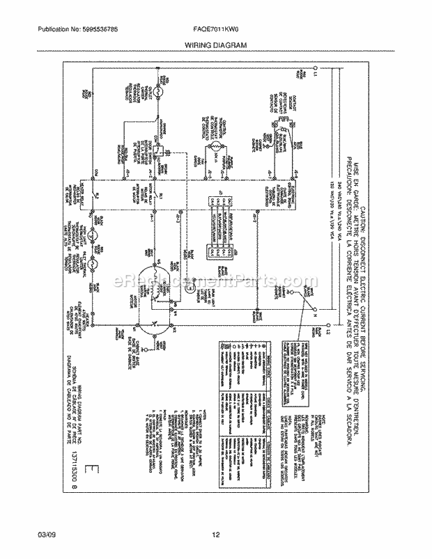 Frigidaire FAQE7011KW0 Dryer Page G Diagram