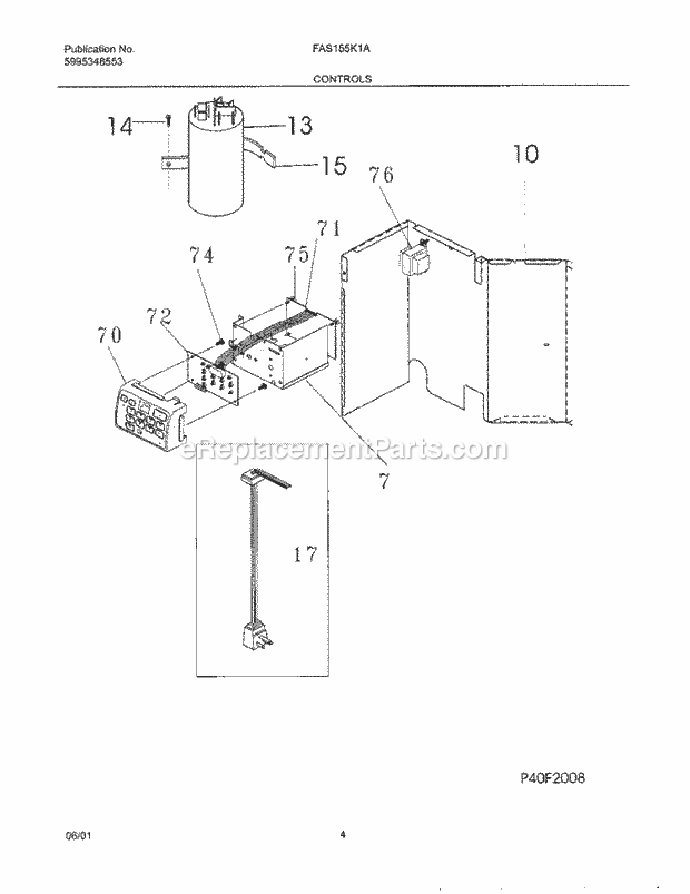 Frigidaire FAS155K1A1 Air Conditioner Control Diagram