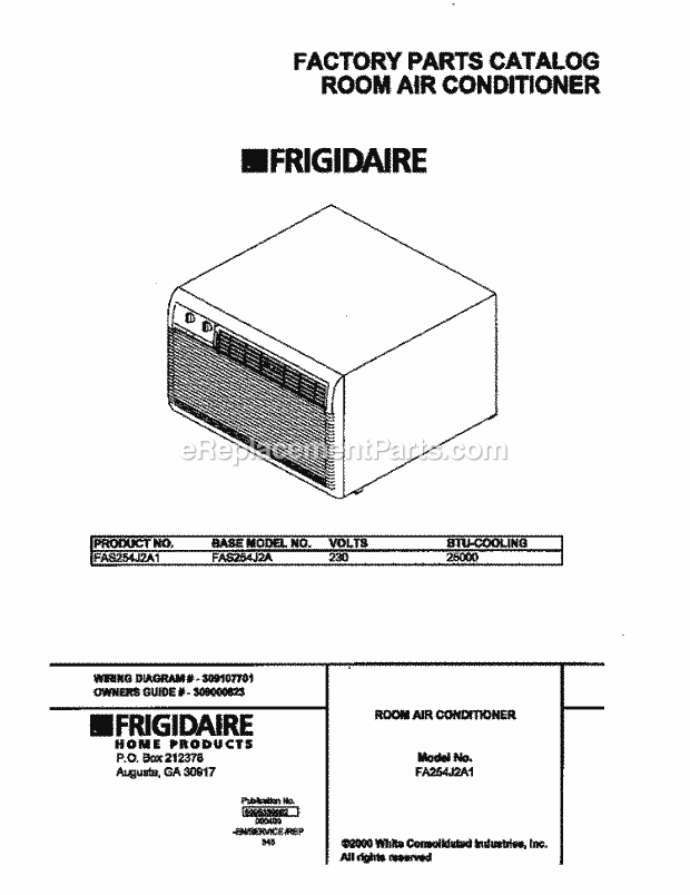 Frigidaire FAS254J2A1 Air Conditioner Page E Diagram