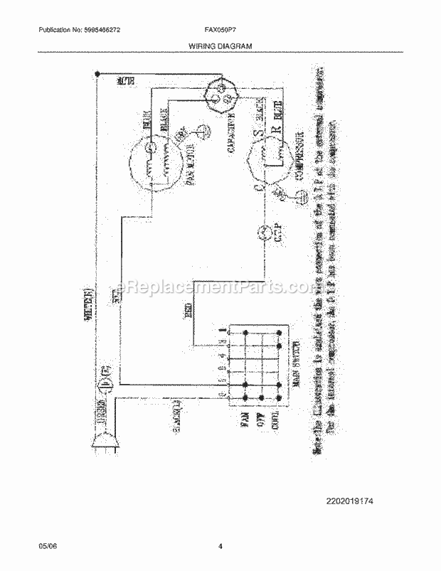 Frigidaire FAX050P7A2 Room A/C Page C Diagram
