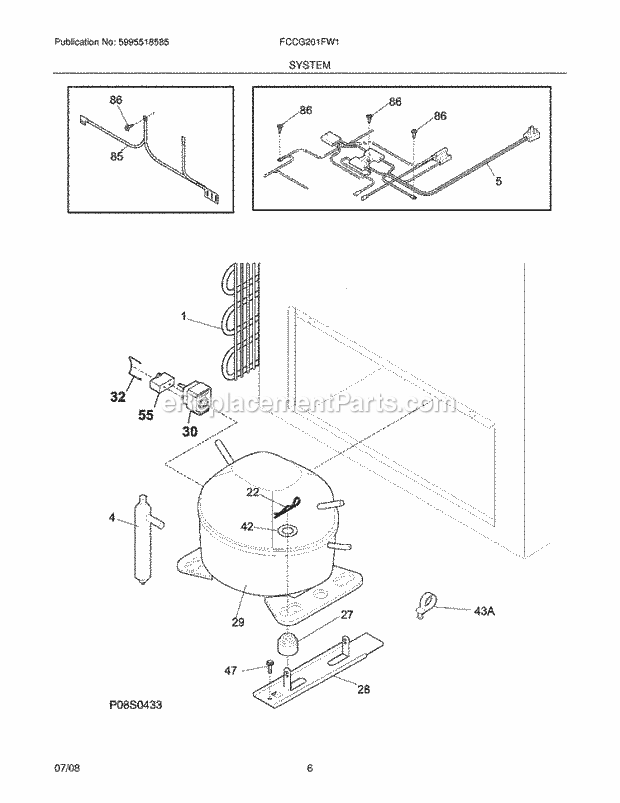 Frigidaire FCCG201FW1 Freezer System Diagram