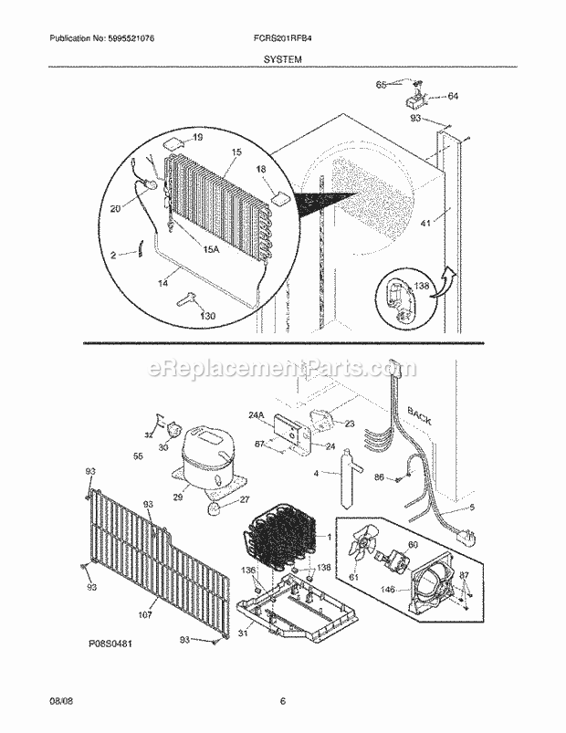 Frigidaire FCRS201RFB4 Refrigerator System Diagram