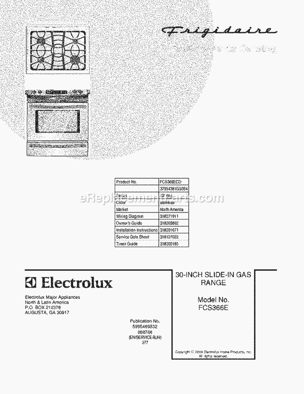 Frigidaire FCS366ECD Slide-In, Electric Gas Combo Dual Fuel Range Page D Diagram