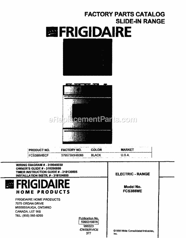 Frigidaire FCS388WECF Frg/Electric Range Page D Diagram