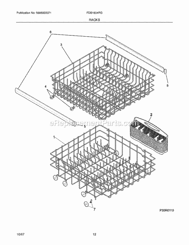 Frigidaire FDB1504RGQ0 Dishwasher Racks Diagram