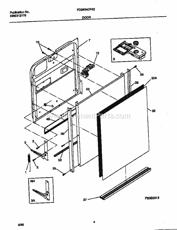 Frigidaire FDB634CFS2 Dishwasher Door Diagram