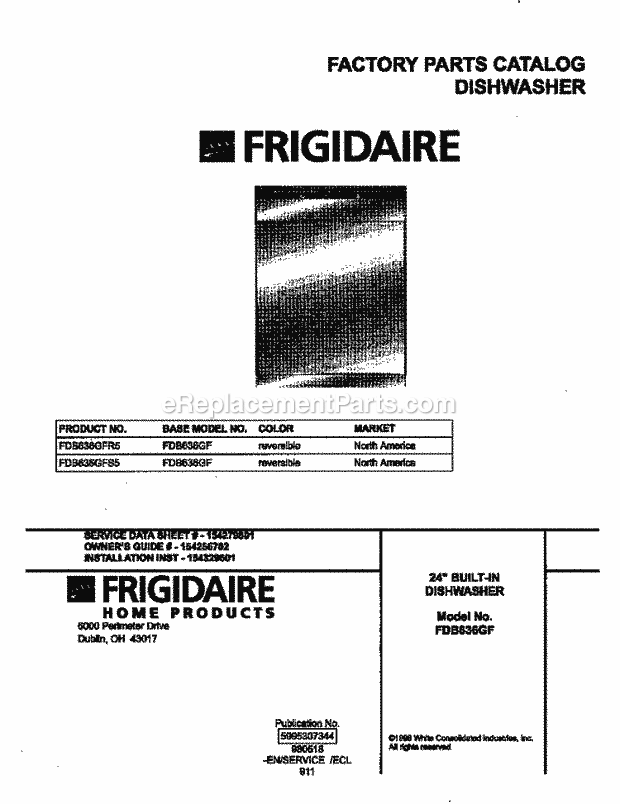 Frigidaire FDB636GFR5 Frigidaire/Dw Page B Diagram